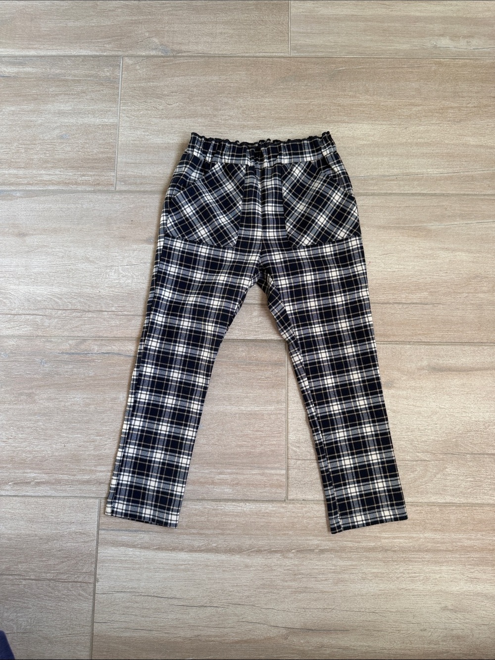 Zara Black and White Plaid Kids Pants